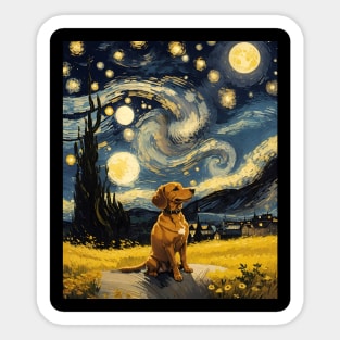 Starry Night Dachshund  Dog , Van Gogh Dachshund Art Sticker